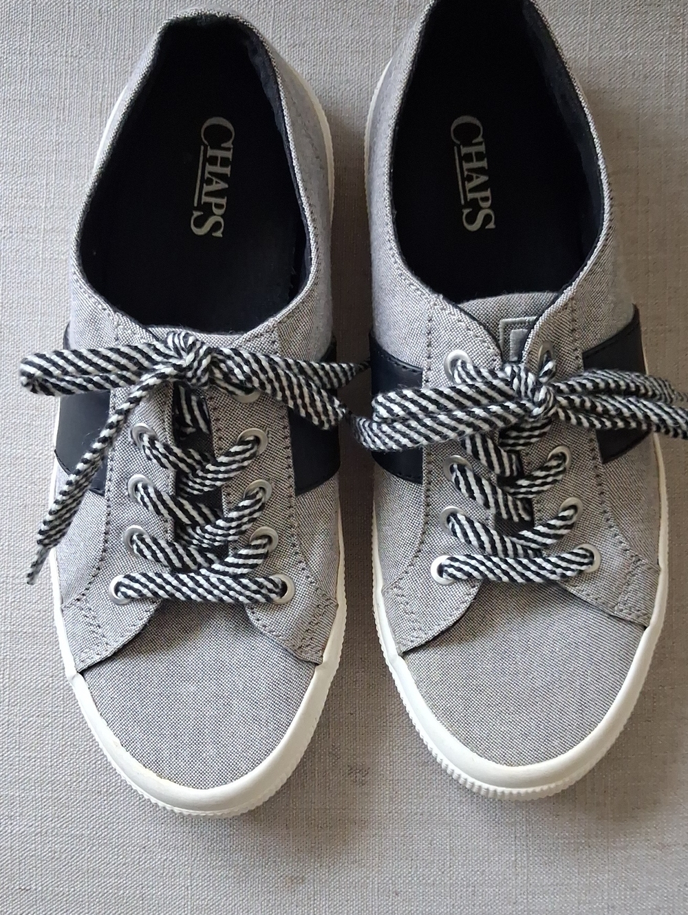 Chaps Women Gray Canvas Sneakers with Black Accent